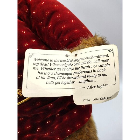 Applause Teddy Bear Red Evening Robe Slippers Vintage 1986 23 Inches Soft Plush - Picture 13 of 16